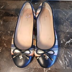 Kate Spade Colorful Striped Flats with Black Accents